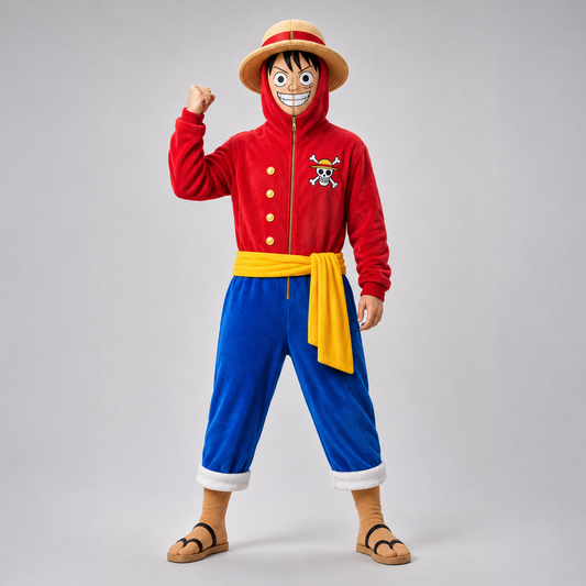 Red & Straw Hat Onesie —  Hooded Full-Zip Snug